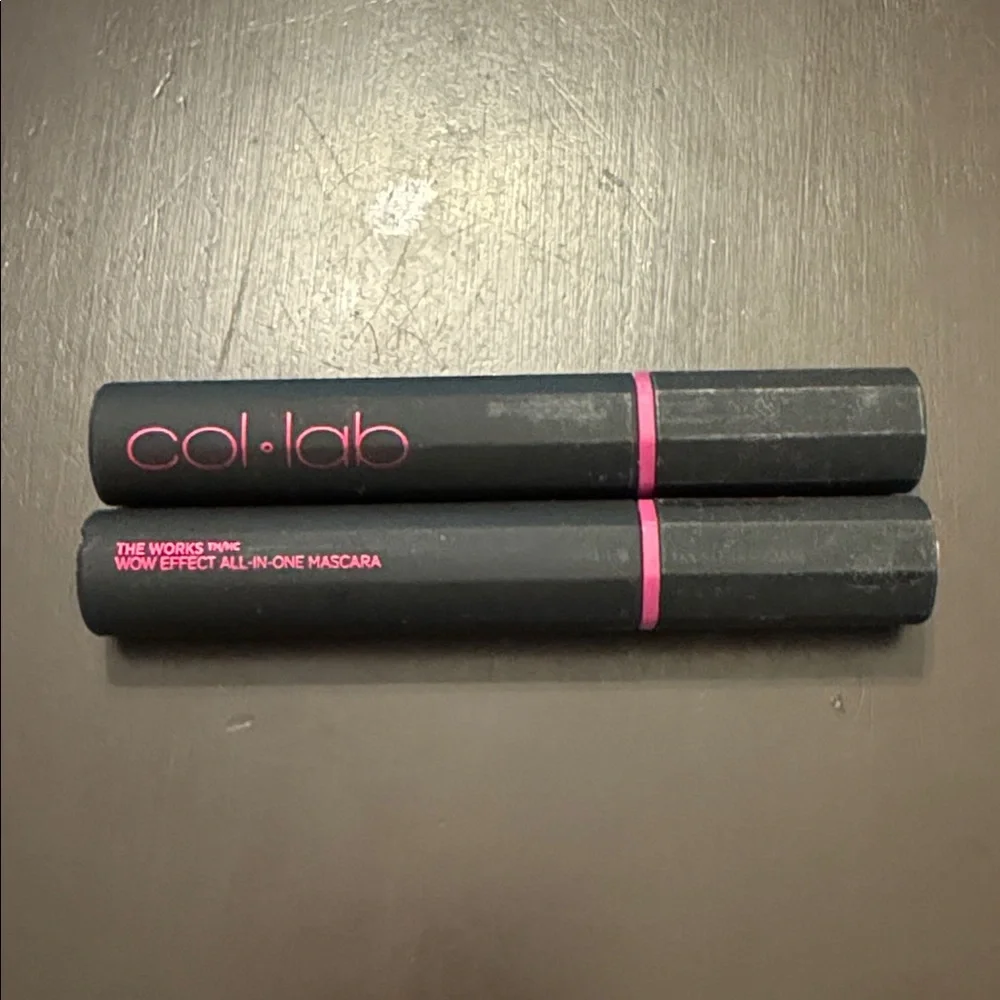 (2) New COL-LAB The Works Wow Effect All-in-One Mascara Extreme Black Waterproof